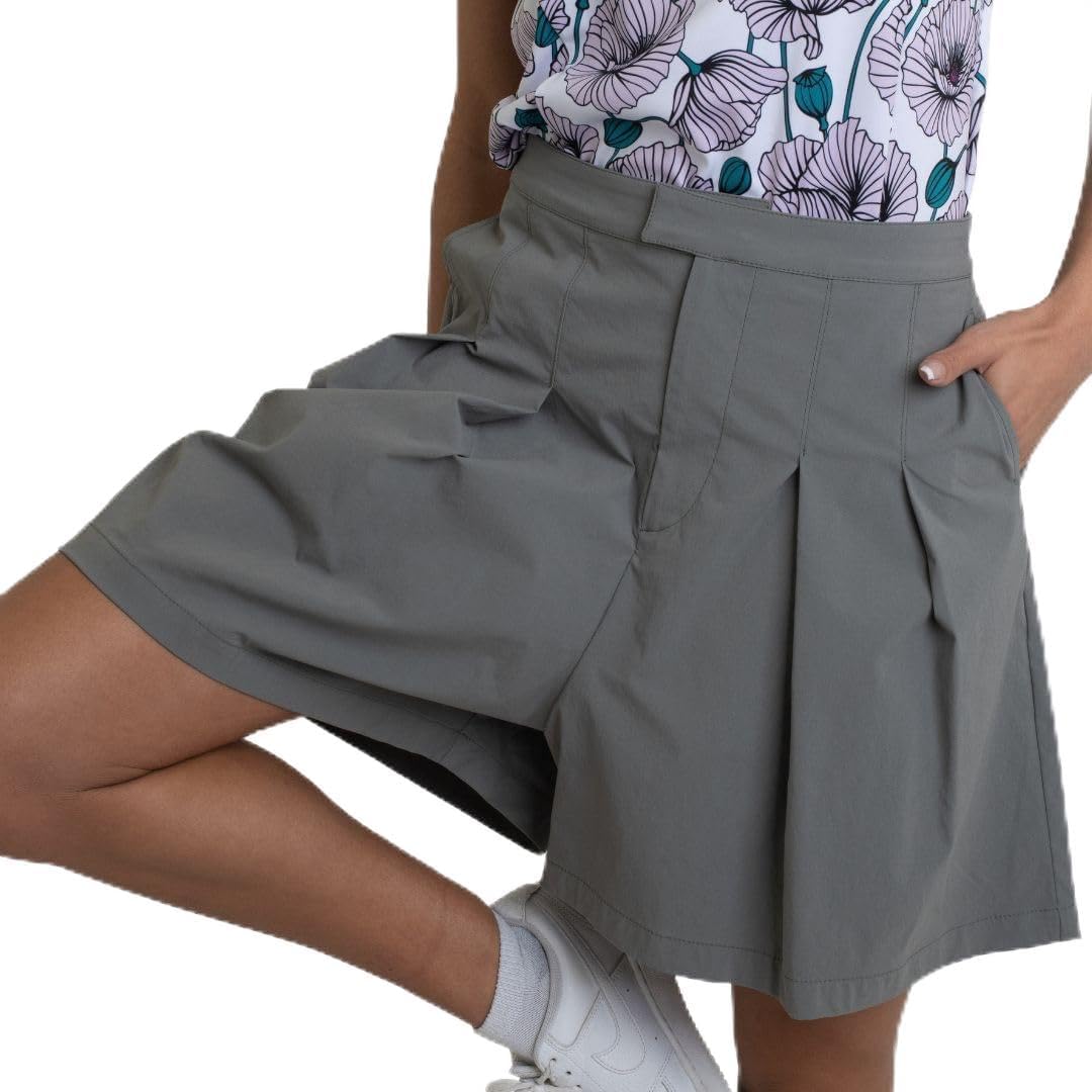 Ellie Day Women's Golf Short, High Waisted Pleated, Performance Fabric with Pockets