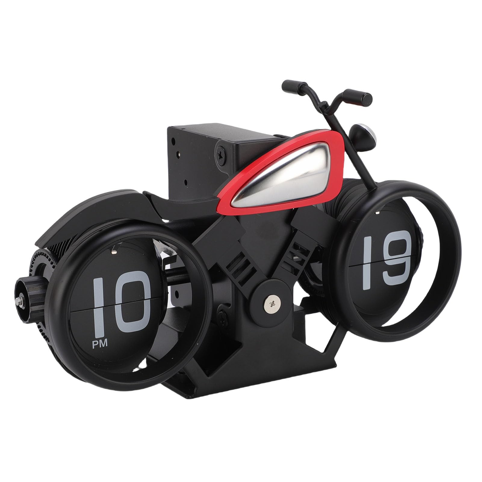 aqxreight Retro Motocyklowy Zegar z klapką Mechaniczny Zegarek na Biurko z funkcją Automatycznego Przewracania Stron i Przypomnieniem, Wielofunkcyjny Zegar Nablatowy do Biura, Gabinetu i Wystroju Domu