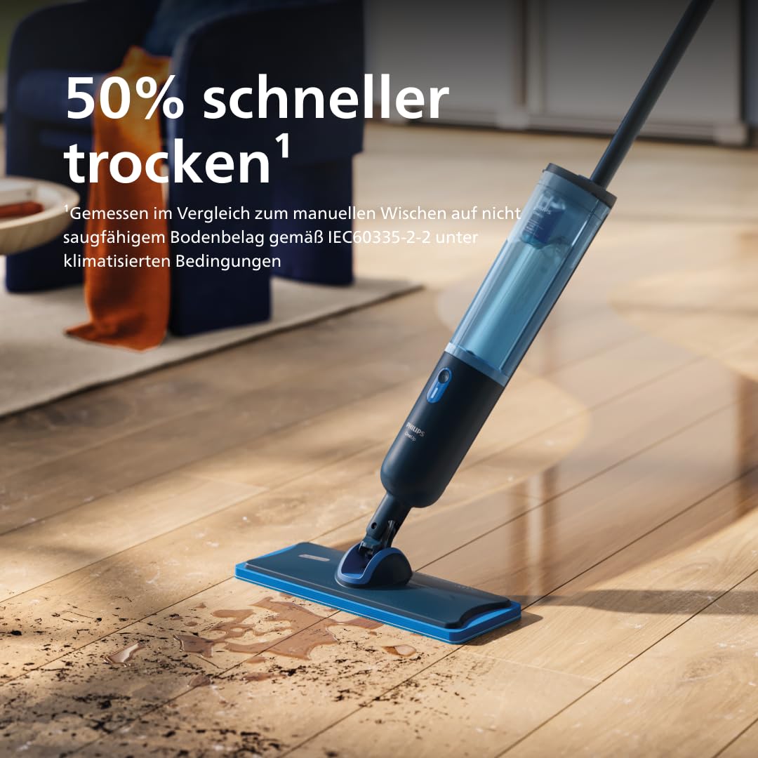 Philips Original OneUp Ersatzpad 2er Set für Holz, Parkett & Linoleum – Saugt Schmutzwasser auf & wischt mit sauberem Wasser – Wiederverwendbar bis zu 6 Monate (XV1884/20)