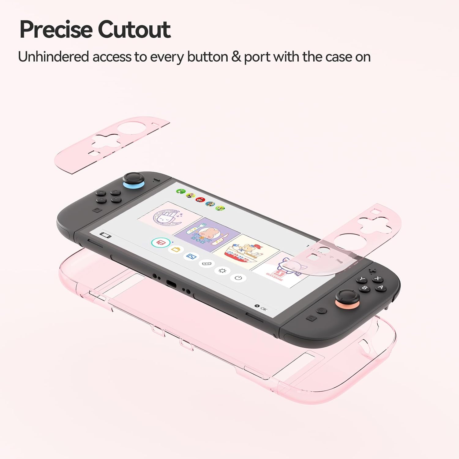 GeekShare Hard Case Compatible with Nintendo Switch 2 (2025), Anti-Scratch Dockable Protective Cover for Switch 2 with Detachable Joy Con (Crystal Pink) - Image 5
