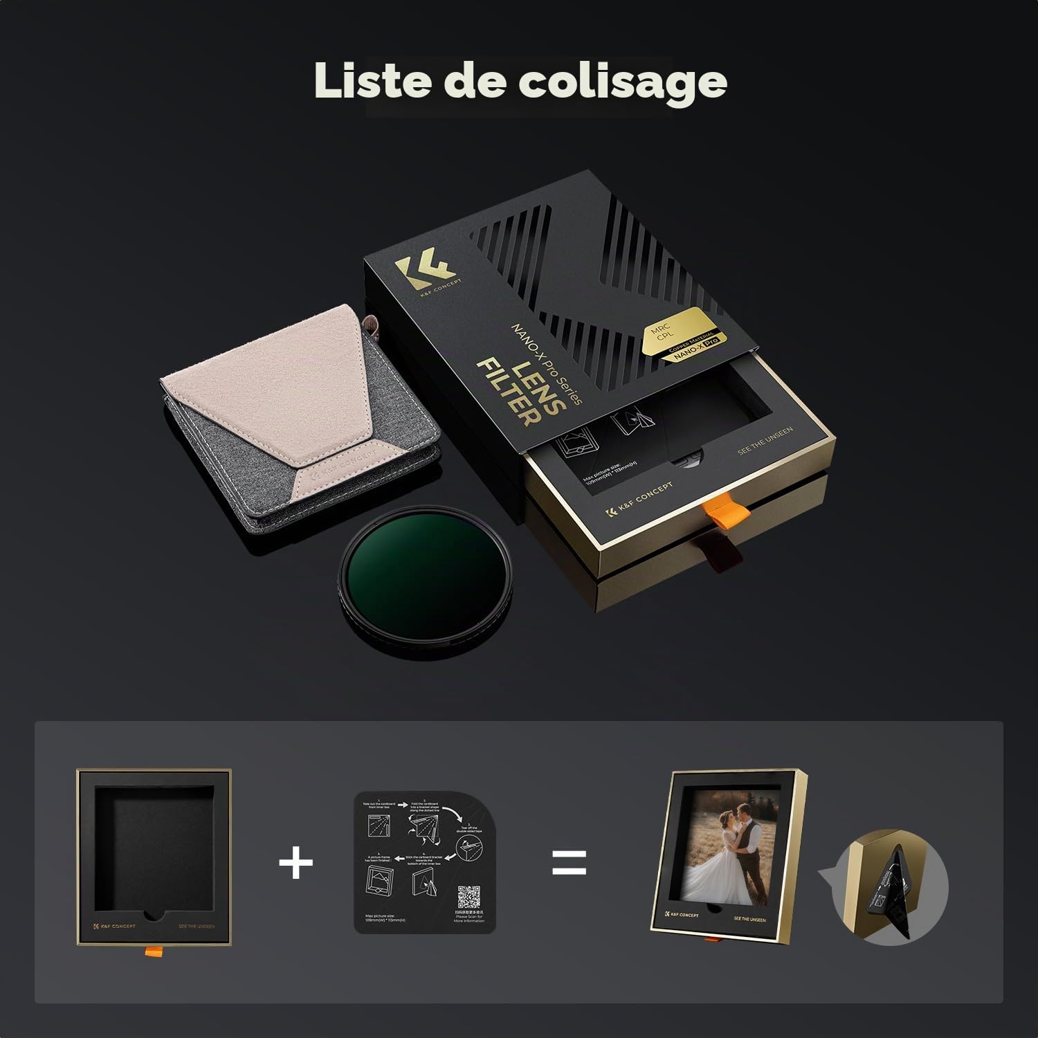 K&F CONCEPT 49mm Filtre Polarisant CPL en Cuivre avec Étui Nano-X Pro Série | Durable,Solide,Nano-revêtement,HD,Réflectivité≤0.15%, Imperméable à l’eau, Résistant à l’huile et aux rayures,FC901