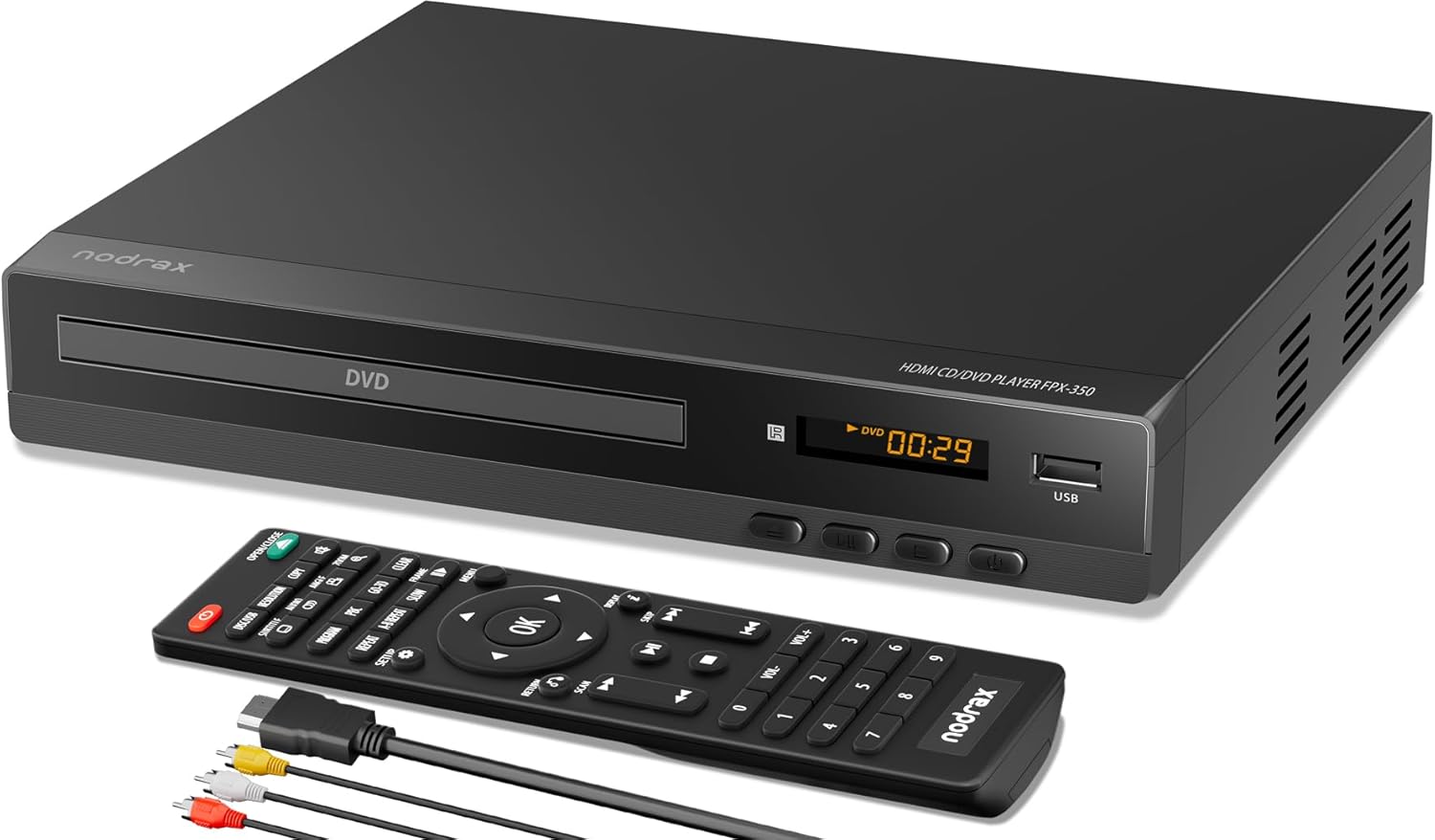FlexaPlay Region-Free HDMI DVD Player for TV  1080p Upscaling, USB Port, DVD/CD/MP3 Multi-Format Playback  Ultra-Compact Mini Design, Includes HDMI/RCA Cables, Remote Control