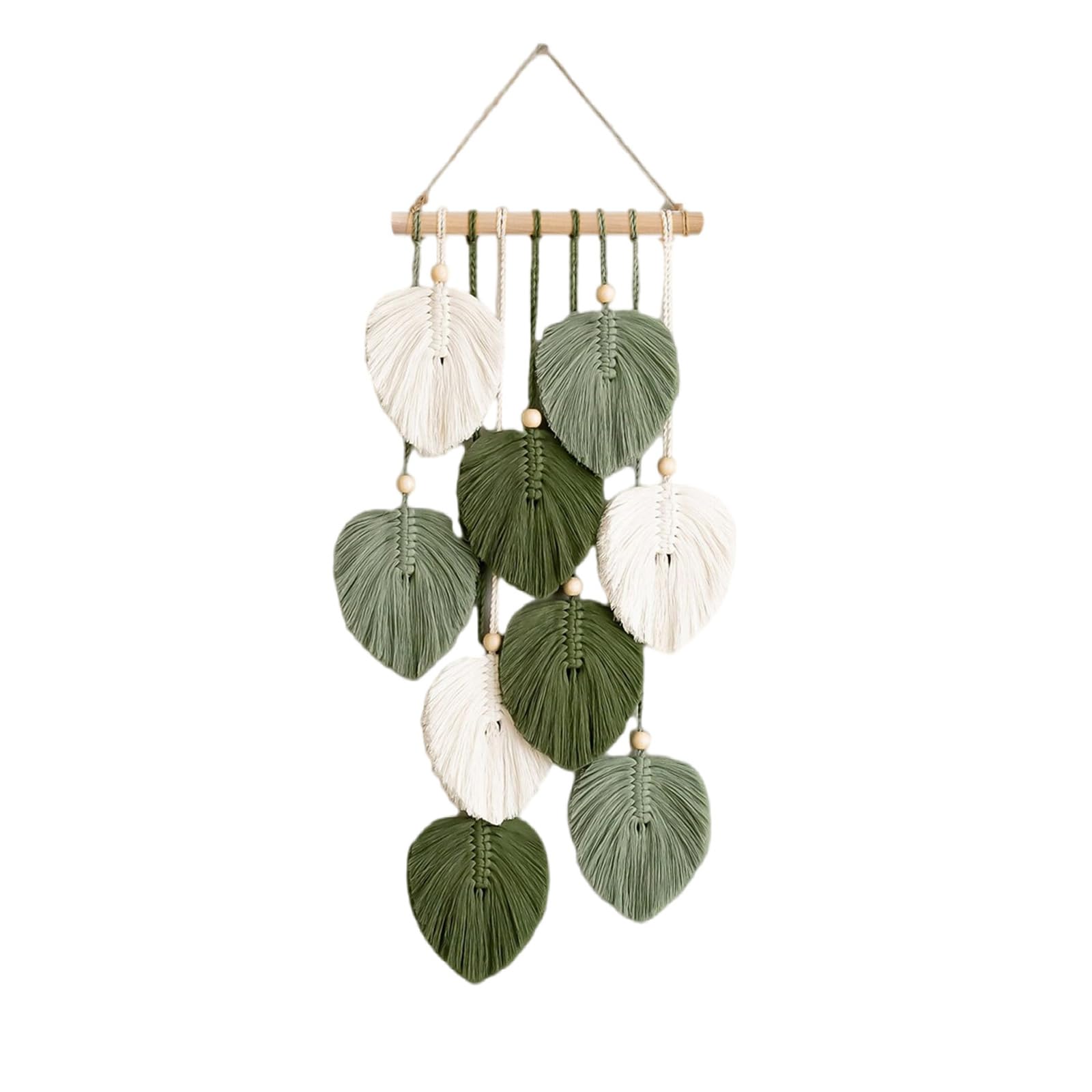 Zbello Green Macrame Wall Hanging Leaf Tapestry – Handmade Boho Chic Wall Decor, Yarn Woven Leaf Tapestry For Nursery, Bedroom, Living Room