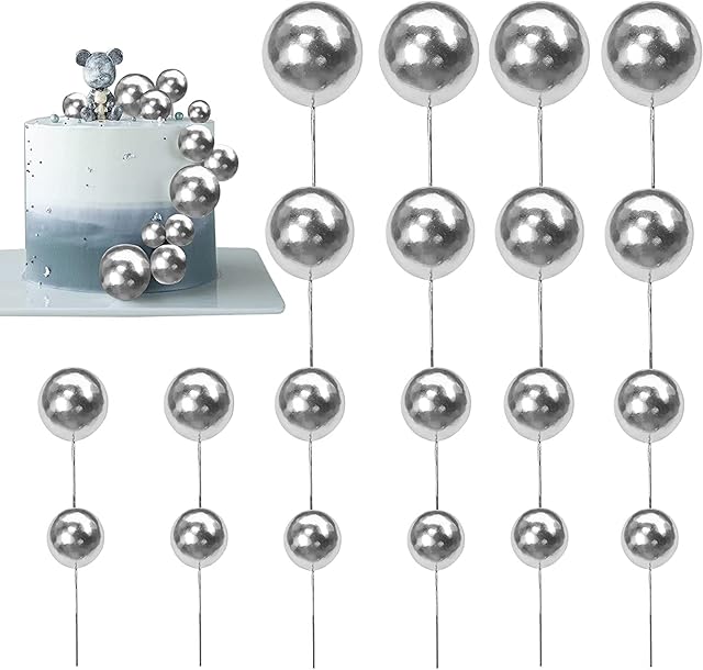 40 Pcs Round Ball Cake Toppers - Round Foam Mini Cupcake Toppers, Craft DIY Bakeware Decorating Tools for Birthday Party Wedding Supplies Baby Shower Decor