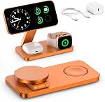 EXW Station de recharge sans fil pour Apple, Compatible avec MagSafe Chargeur Stand, Chargeur sans fil magnétique Qi rapide pour iPhone 17 Air 16 15 14 13 12 Series,Aéropodes Pro,Montre Apple