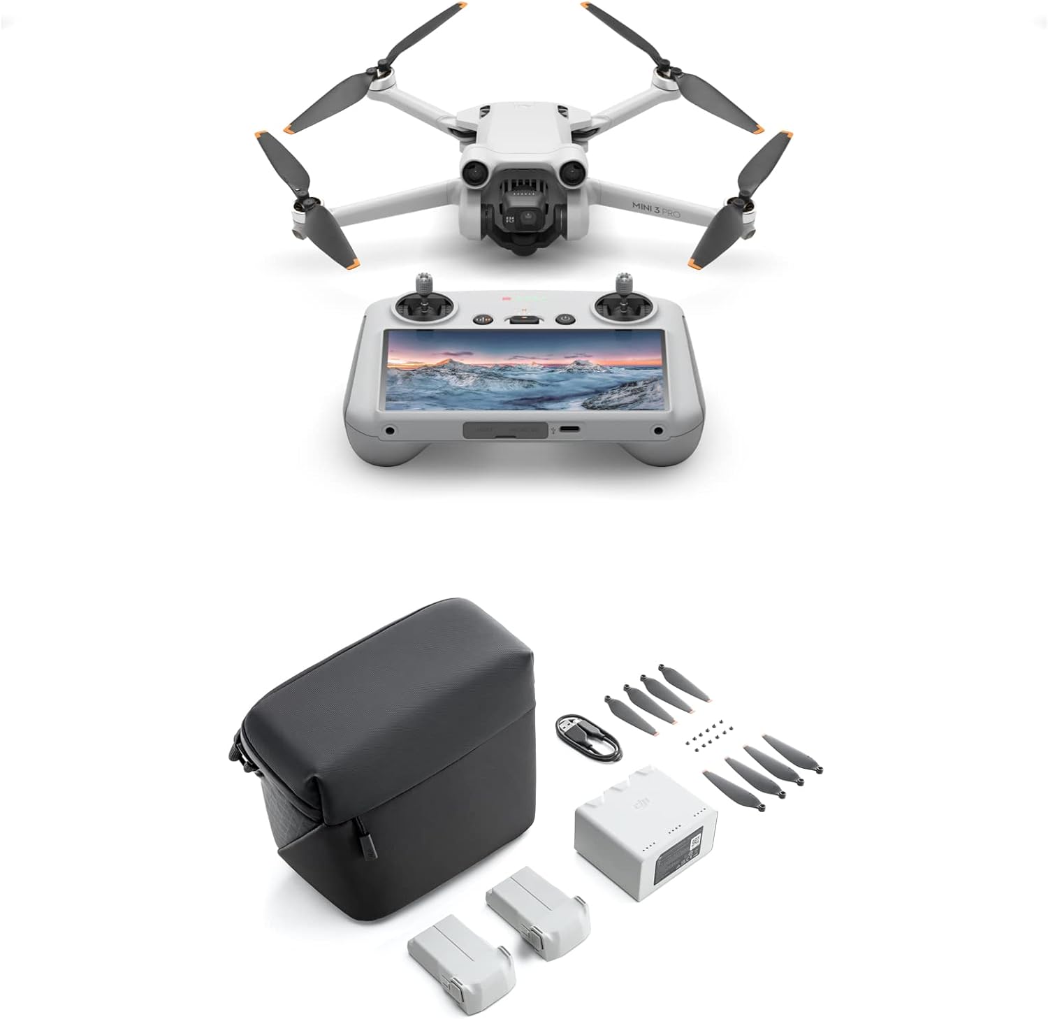 DJI Mini 3 Pro con DJI Smart Control – Dron ligero y plegable con vídeo 4K/60 fps, fotos de 48 MP, 34 minutos de tiempo de vuelo, detección de obstáculos tridireccional + Kit DJI Mini 3 Pro Vuela Más