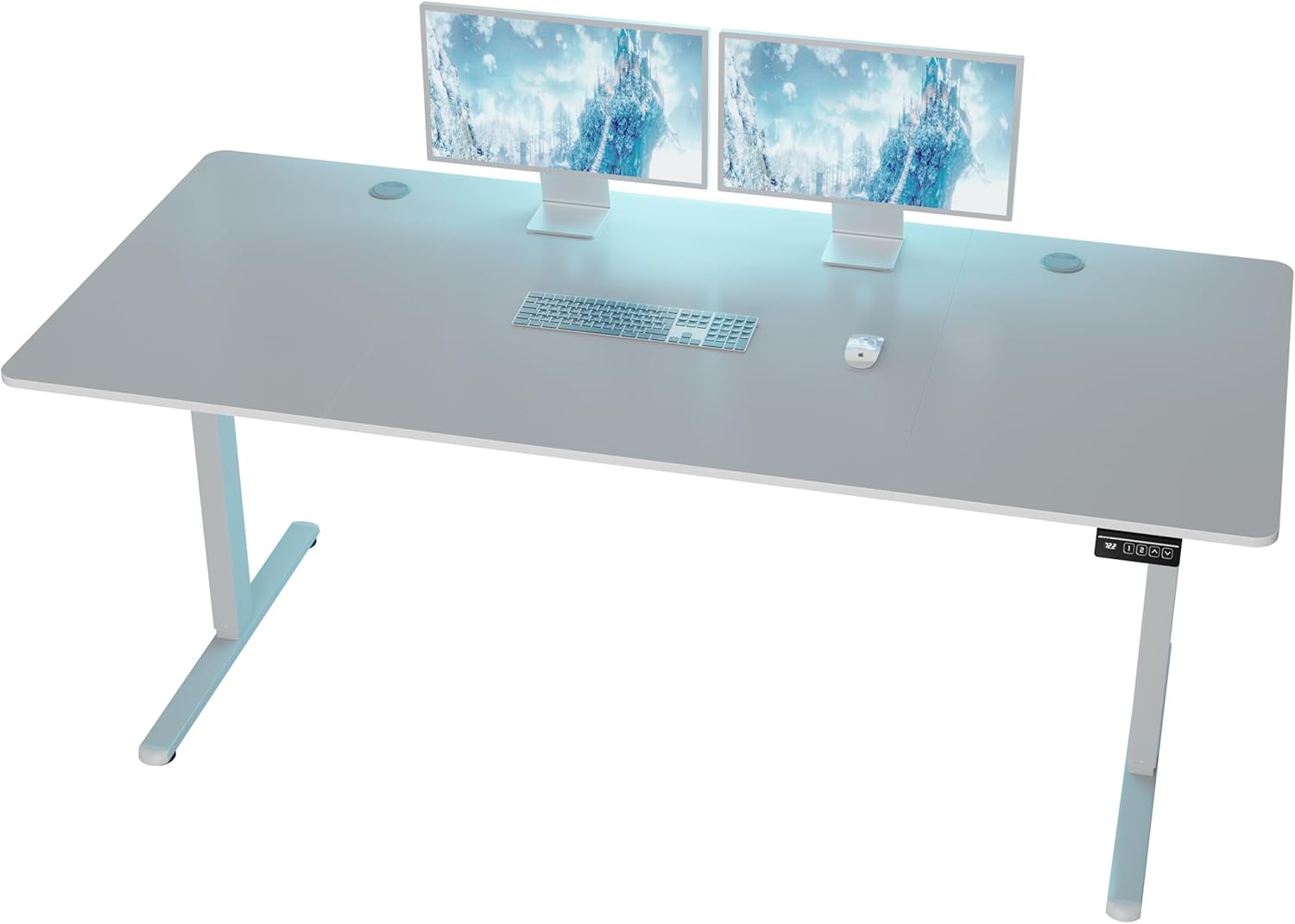 Shintenchi Standing Desk, 71x31 Inch Height Adjustable Electric Sit Stand up Desk, Ergonomic Rising Computer Table, Modern Lift Gaming Desk Workstation for Home Office, White