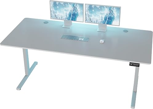 Shintenchi Standing Desk, 71x31 Inch Height Adjustable Electric Sit Stand up Desk, Ergonomic Rising Computer Table, Modern Lift Gaming Desk Workstation for Home Office, White