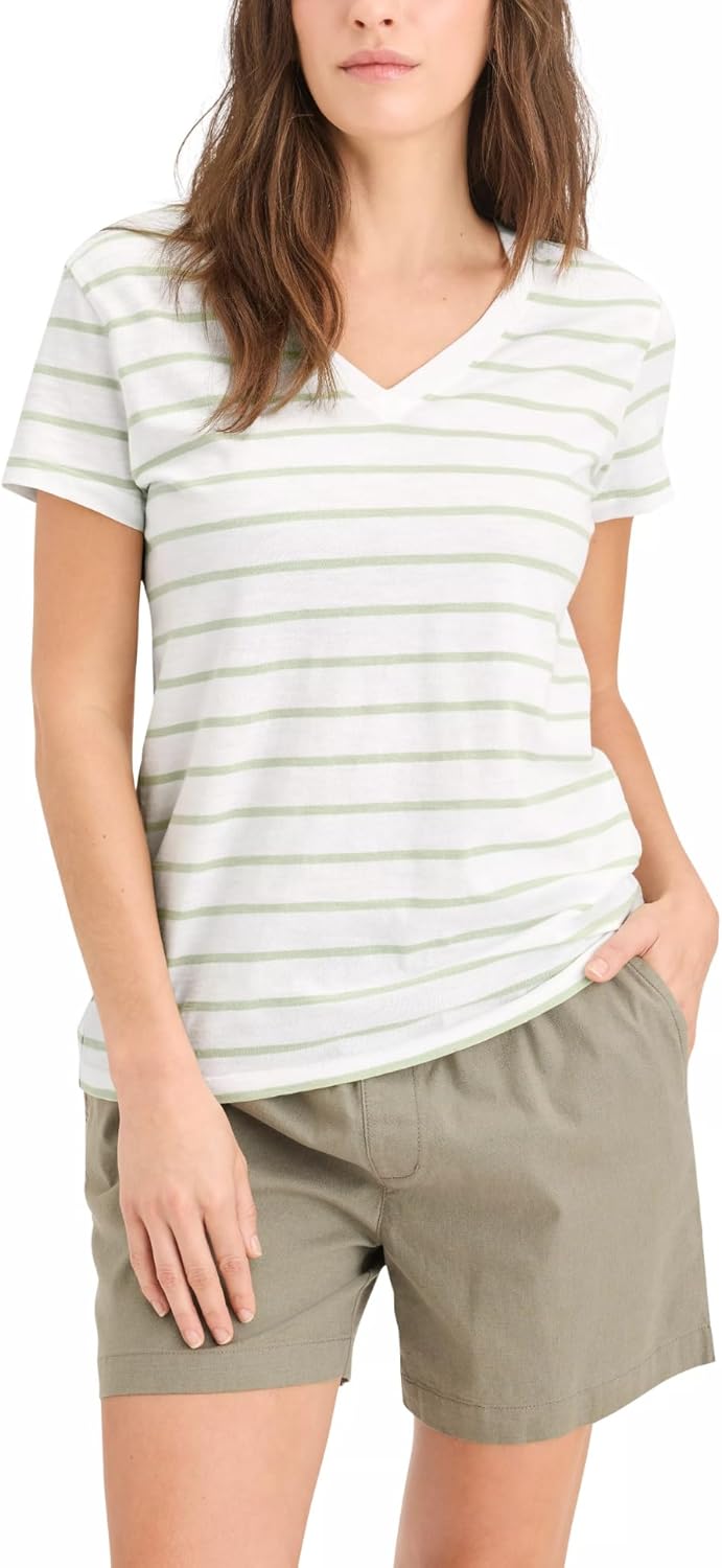 Dockers Womens Slim Fit Short Sleeve Favorite V-Neck Tee Shirt One Size Nevin Seedling