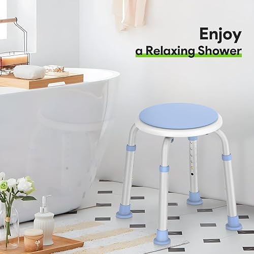Miniatura 7 de Silla de ducha giratoria de 360 grados, 300 libras, taburete de ducha giratorio para herramienta de ducha interior, asiento de ducha ajustable y