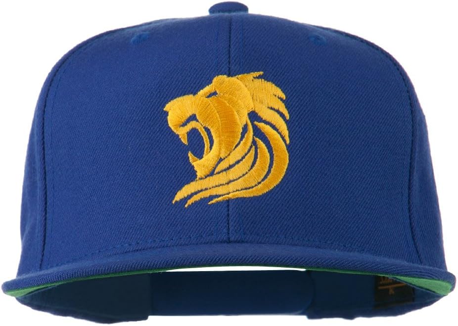 e4Hats.com Gold Lion Embroidered Wool Snapback Cap