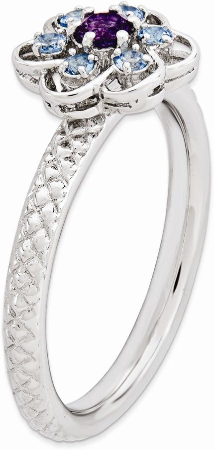 Jewels By Lux Sterling Silver Stackable Expressions Amethyst & Blue Topaz Stackable Ring