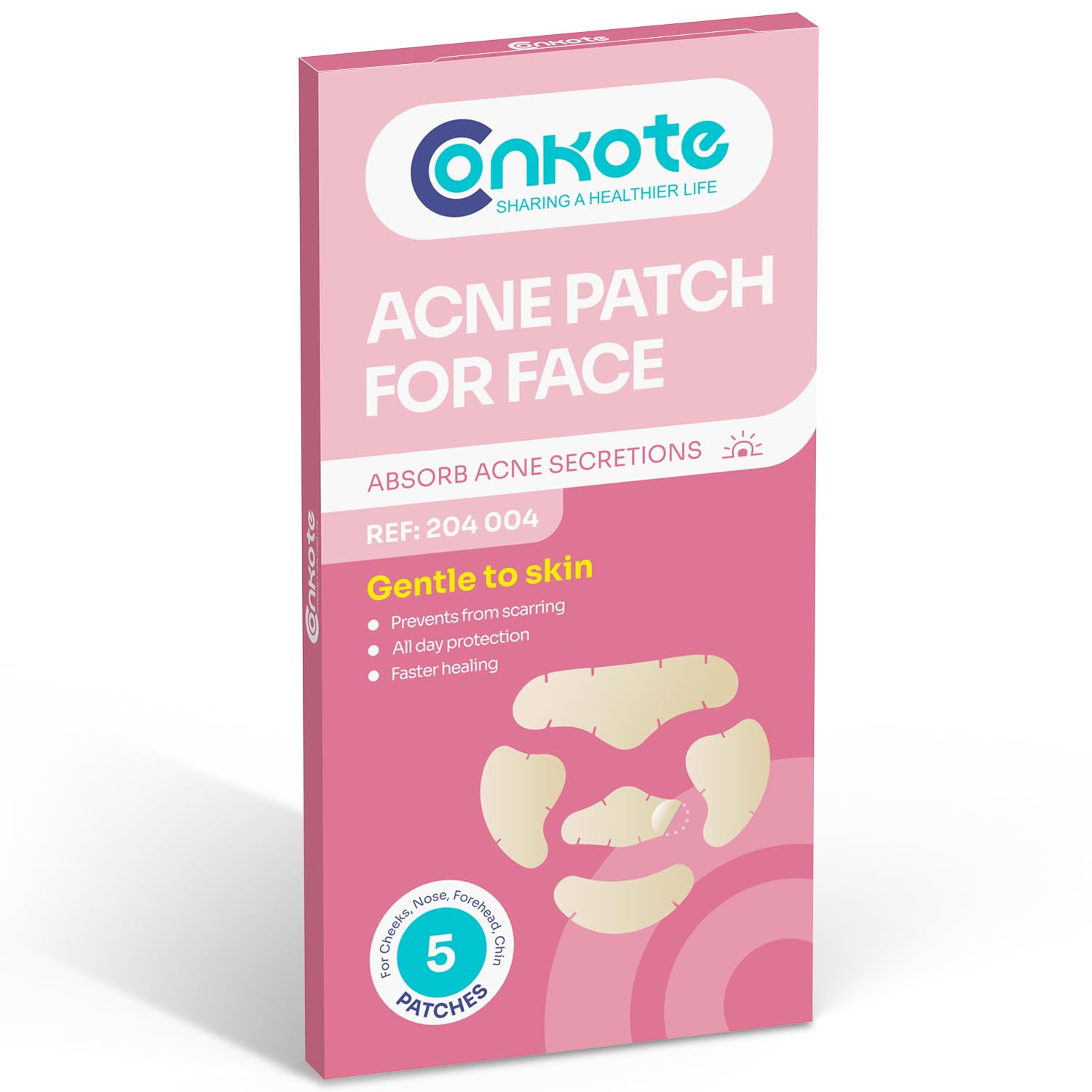 Conkote XL Hydrocolloid Face Mask for Acne 5 Count FSA or HSA Pimple Patches to Absorb Acne Gunk