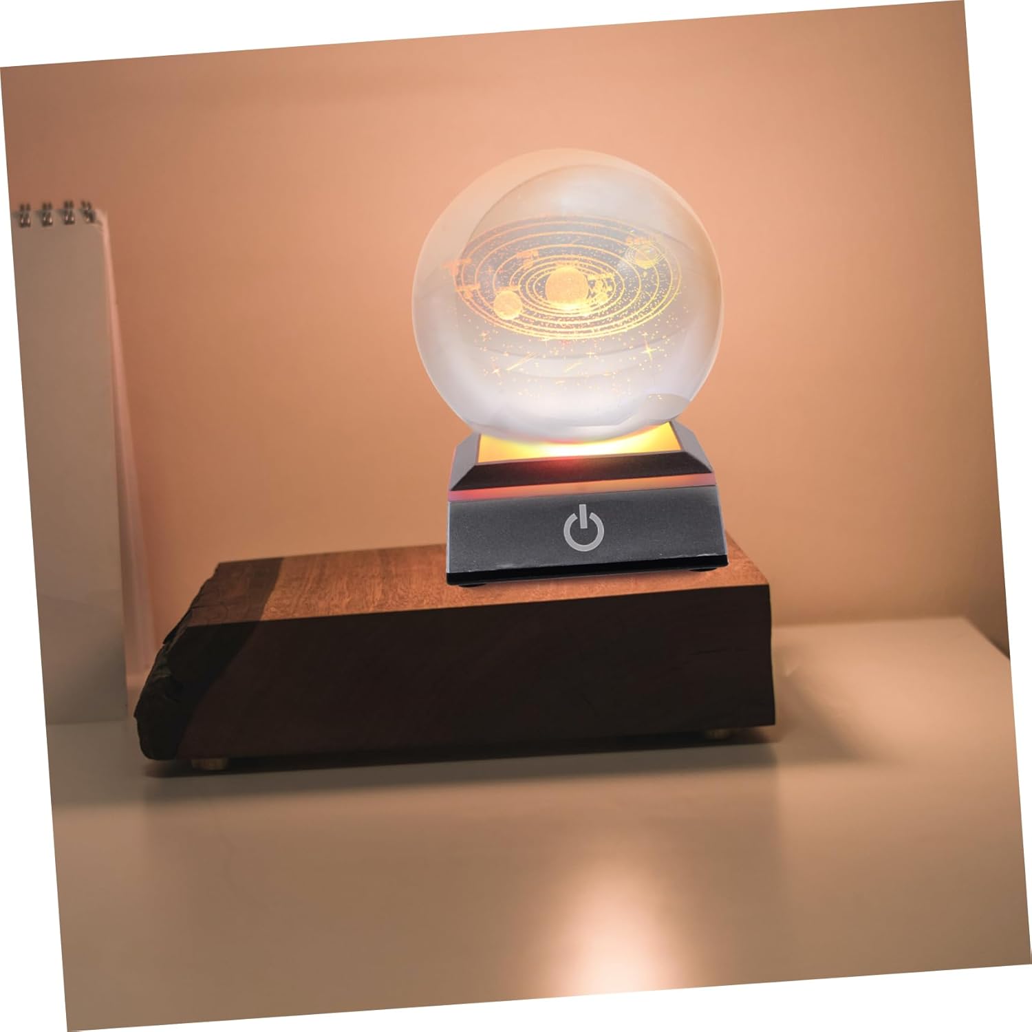 Uonlytech 1pc Led Solar System Crystal Sphere Lamp Planetary Decorative Light Silver Base for Home Decor Night Light Unique for Boys and Girls and Astronomy Enthusiasts