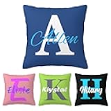 Custom Pillow Case, Personalized Velvet Pillowcase with Initial Name Customized Throw Pillow Cover Love Couple Gifts for Office Home Decorative， 12