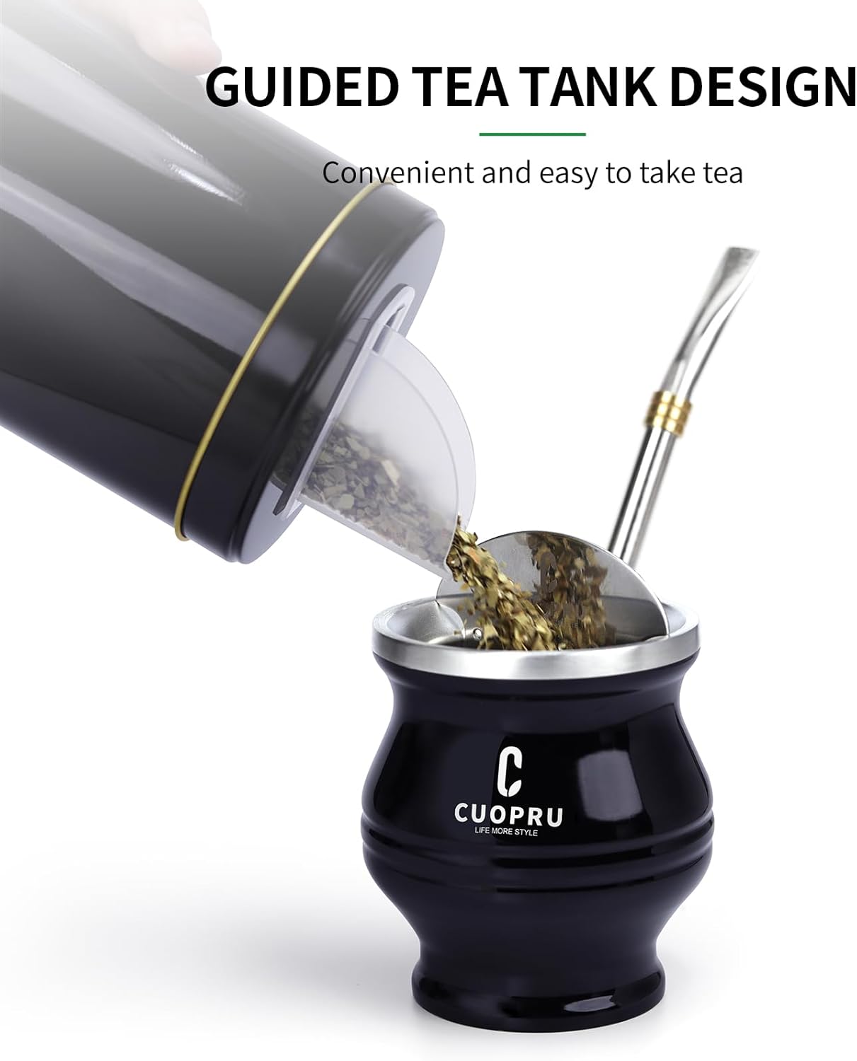 6 in 1 Yerba Mate Cup Set, Include Modern Mate Gourd, Yerbero, Bombilla(straw), Cleaning Brush, Tea Shaper Kits - Image 4