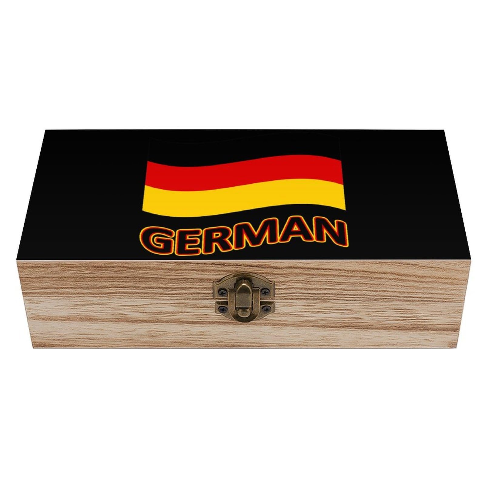 Cgsbngha Style German Germany Flag Wooden Storage Boxes With Lid Memory Box Decorative Organiser For Office And Home
