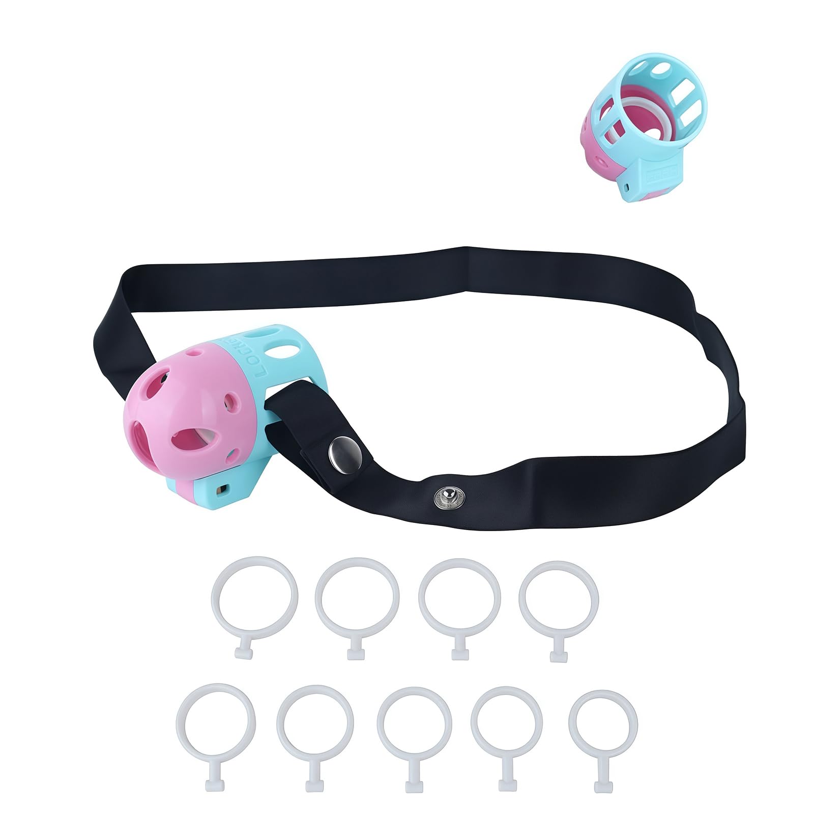 Invisible Chastity Cage with Built-in Penis Ring & Anti-Slip Chastity Belt Sex Toys Bondage Chasity Cage Kit, Comfortable Male Chastity Device with 9 Cock Rings for Long Term Wear（Pink and Blue）