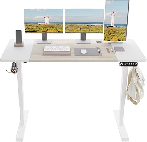 Miniatura 7 de Escritorio eléctrico de pie ajustable en altura, escritorio de computadora de pie de 55 x 24 pulgadas, escritorio de oficina en casa sentado y de