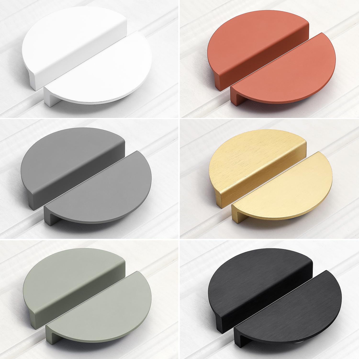 Tiradores de cajón verdes de 6,35 cm (2-1/2 pulgadas), 4 unidades (2 pares) Tiradores y pomos semicirculares de media luna para armario con tornillos para armario de cocina, dormitorio
