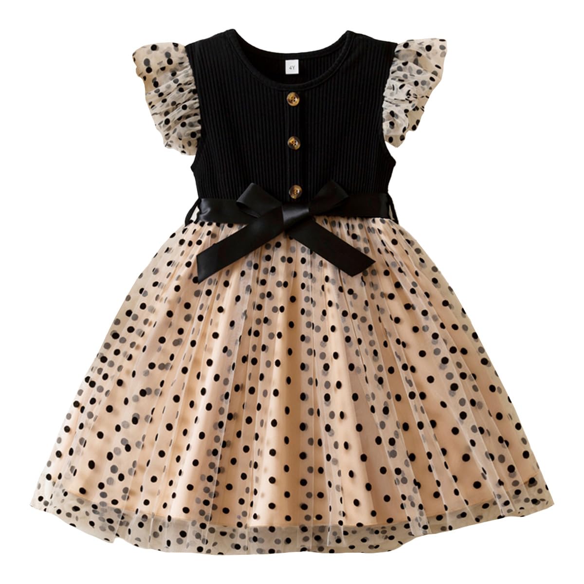 Vestito in Tulle Bambina Senza Maniche con Volant Ricamo Floreale Cielo Stellato Abiti Sfumati Vestiti per Bambina - 2