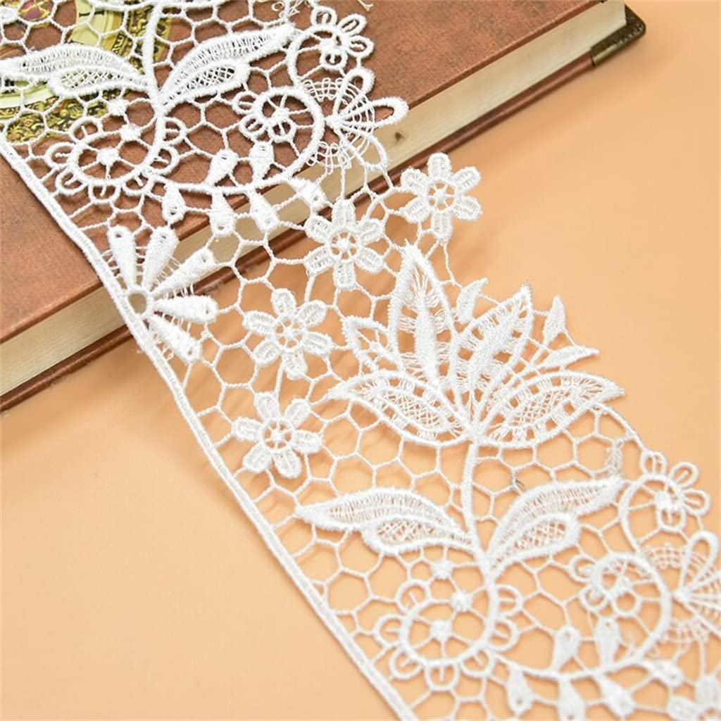 Dentelle brodée Matériel Guipure Appliques Col Décolleté Garniture Rideaux Robes Dentelle Accessoires de Couture (Couleur : Blanc, Taille : 6.5CM) (Blanc 6.5CM)
