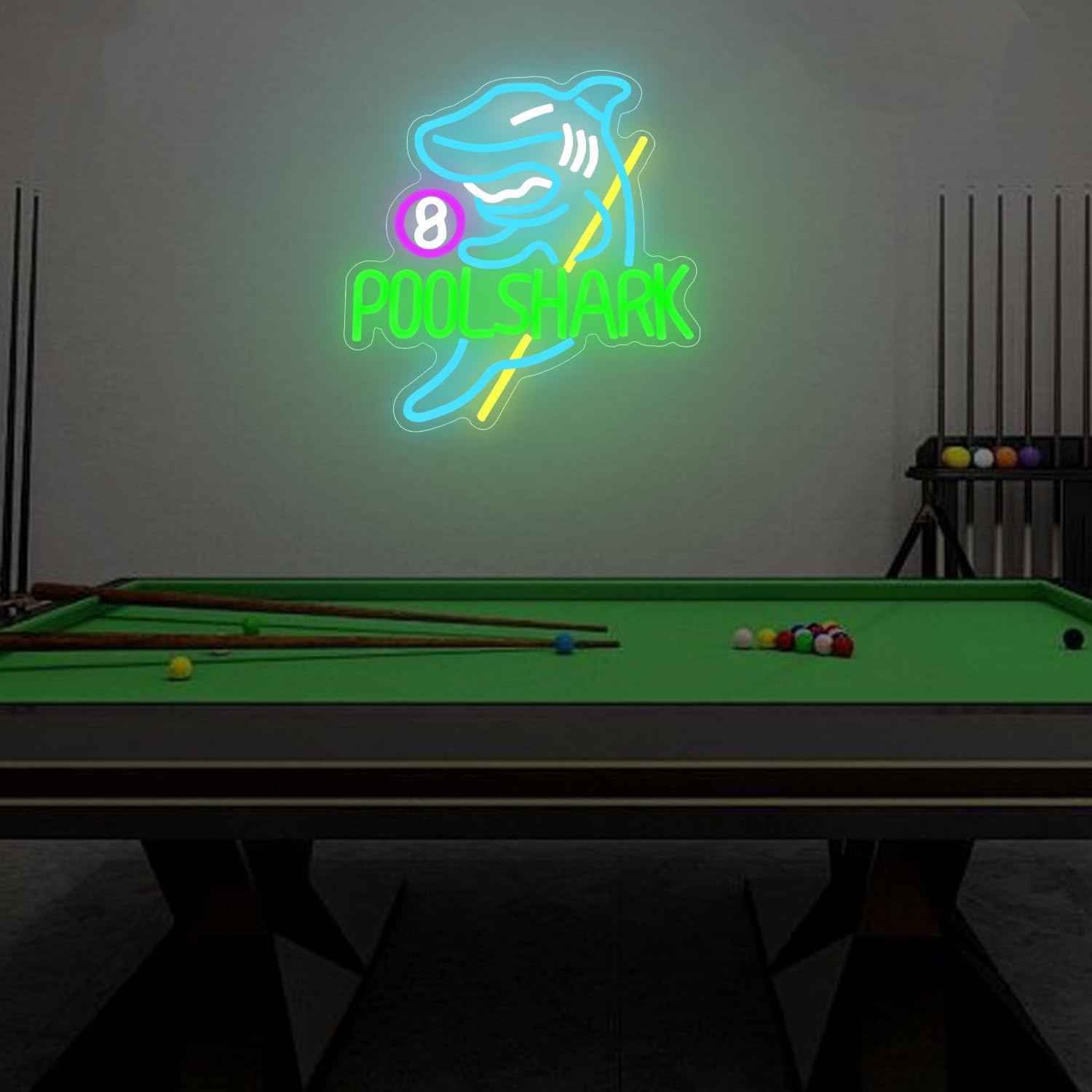 Pool Shark Neon Sign for Wall Decor Dimmable Billiards Neon Sign for Game Room Billiard Room Neon Light Decor for Bar Pub Club Man Cave Decoration Birthday Gift - Image 3