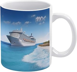 MUSM Seaside Cruise Ship Coffee Mug Double-Sided Printed Ceramic Mug 11oz Tea Cup for Gift Funny Coffee Cup for Home, Office & Cafe, Dishwasher Safe