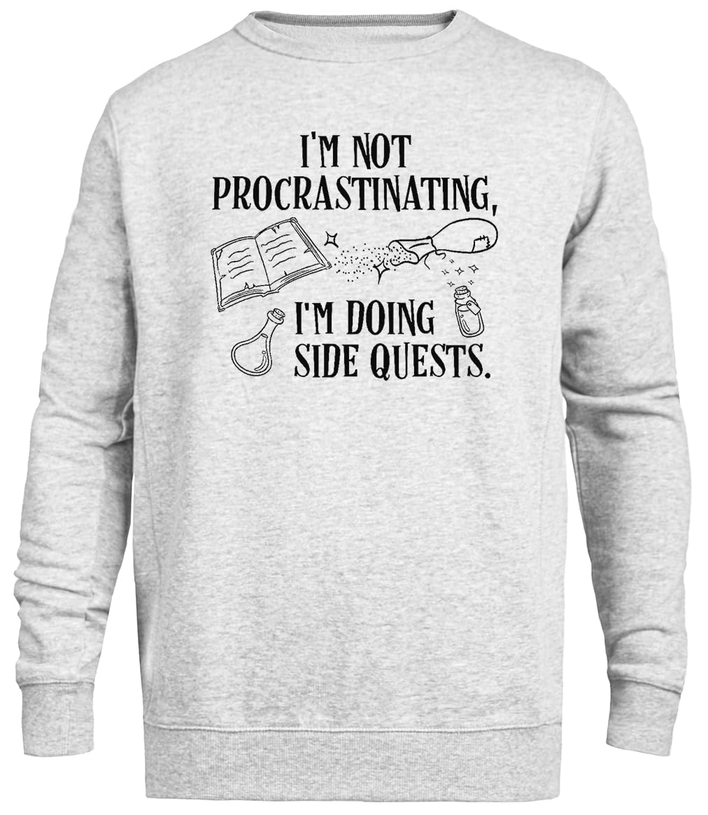 Nie Odkładam Spraw Na Później Szary Sweter Unisex Z Okrągłym Dekoltem Bez Płci Unisex Grey Jumper Genderless Crewneck