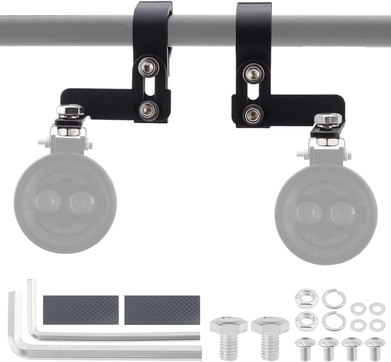 Windance 2pcs Handlebar Suspended Mount Clamp Mount,19-22mm/0.75-0.87 inch Handlebar Roll Bar Spotlight Mount Brackets for Motorcycle Scooter Dirt Pit Bike ATV UTV Tricycle