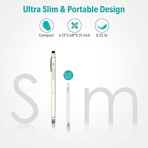 Miniatura 2 de Cargador portátil delgado con cable USB C integrado, cargador de batería de carga rápida de 20 W, batería pequeña y ligera para teléfono de 6000