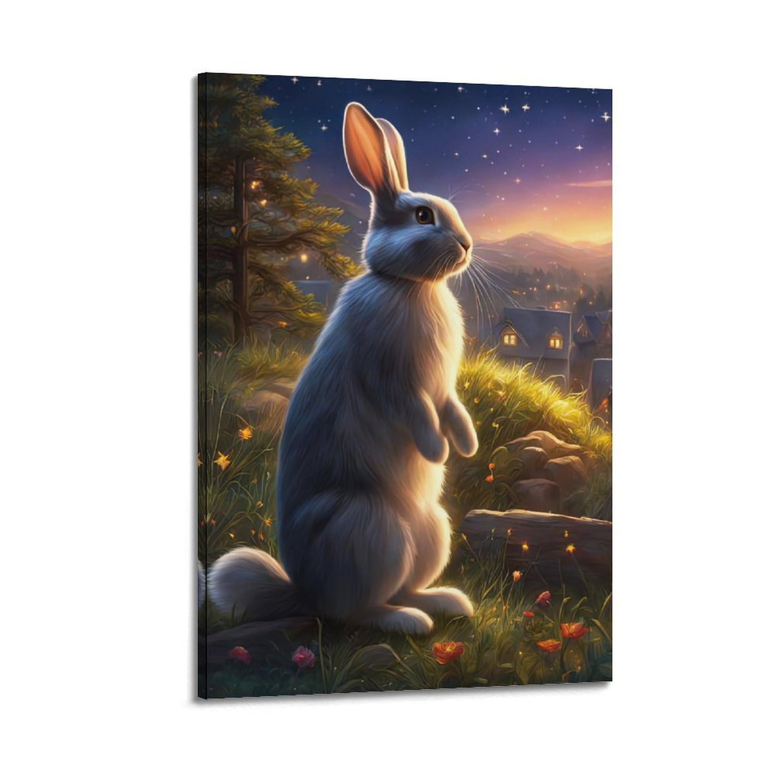 WZKTCL Animal Poster Bunny in The Meadow Poster Decorative Painting Canvas Wall Posters And Art Picture Print Modern Family Bedroom Decor Posters 20x30inch(50x75cm)