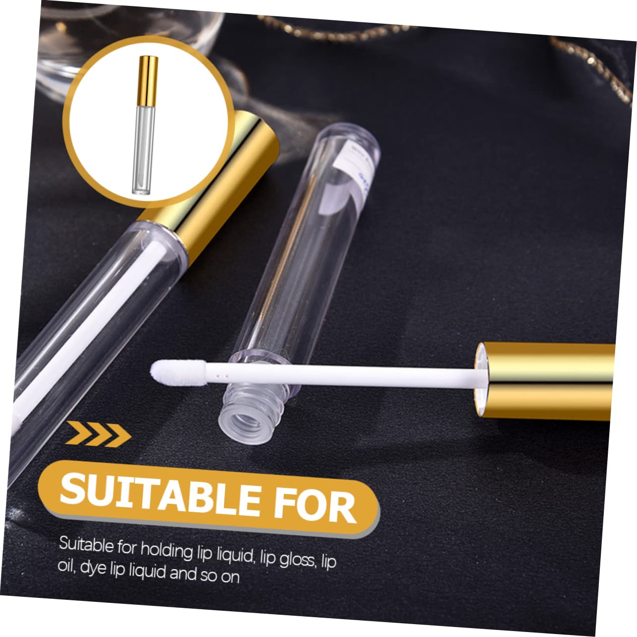 Tubo Lucidalabbra 10ml in Plastica Oro, 40 Pezzi Ricaricabili | Makeup, per Lip Liquid e Dye Lip Liquid, Leggero e Facile da Portare, Formato Compatto