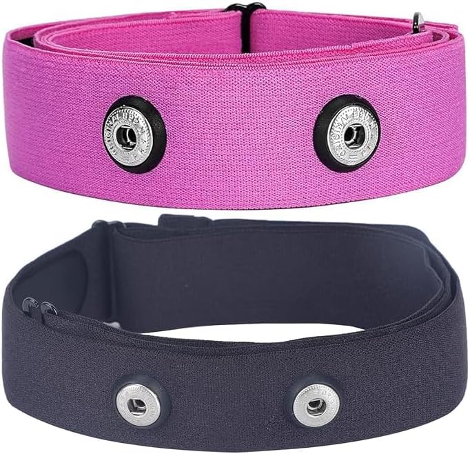 Correa de pecho de repuesto para monitor de frecuencia cardíaca para Polar H7 H1 Wahoo Tickr Garmin (negro y rosa, XL)