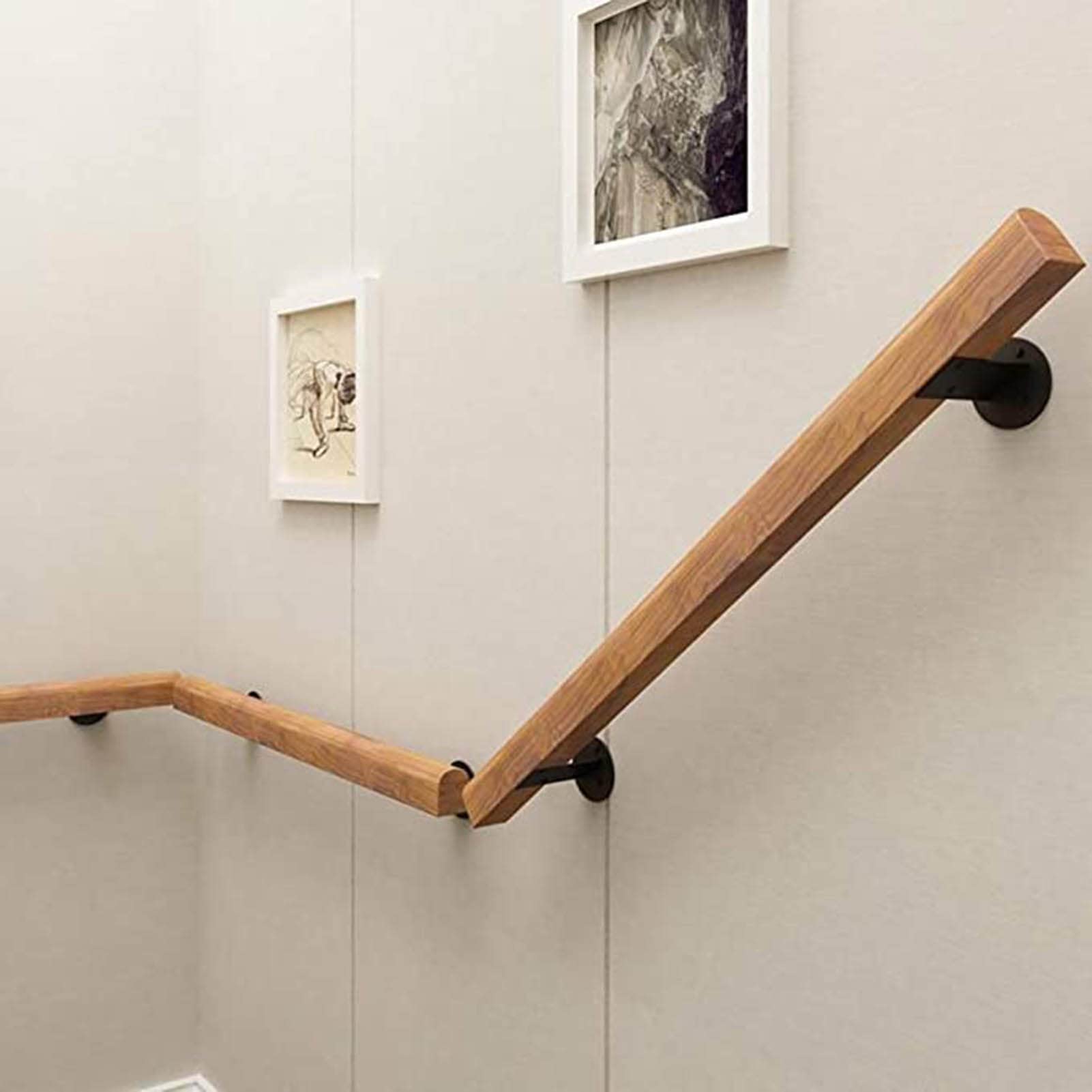 FKXSXAZ Stair Handrail Wall Mount Banister, Wooden Staircase Railing,Solid Wood with Metal Iron Kit Brackets, Elderly Children Bathroom Grab Bar(Size:120cm/3.9ft)