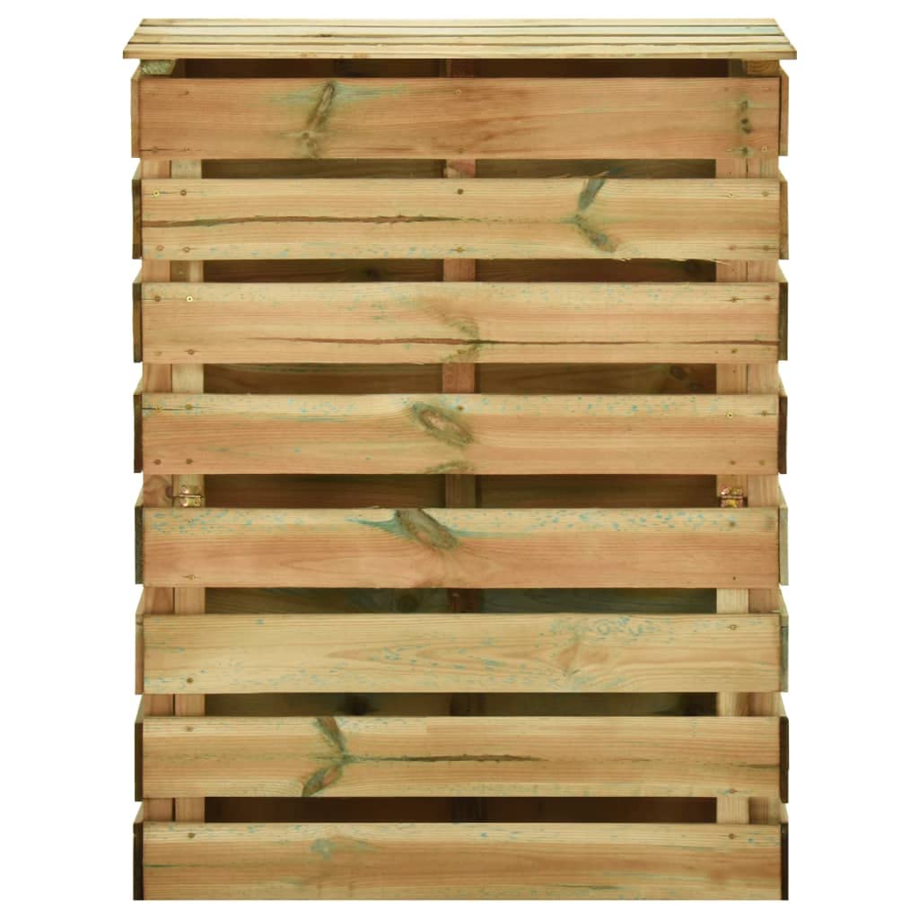 Kompostownik z impregnowanego drewna sosnowego, 80 x 50 x 100 cm, z pokrywką, odporny na warunki atmosferyczne pojemnik ogrodowy do recyklingu, kompostowania, wentylacji i odpadów organicznych