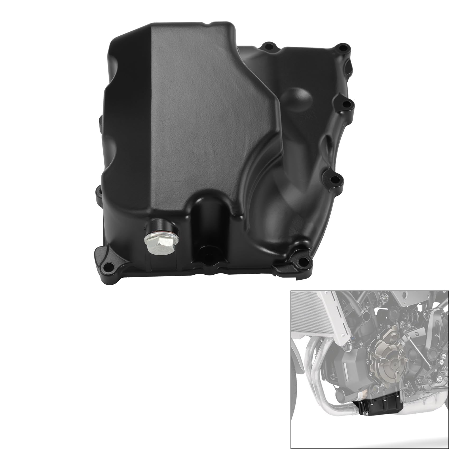 Coperchio per vasca olio moto con guarnizione in alluminio nero compatibile con Yamaha MT07 FZ07 XSR700 Tenere 700 (2014-2024), ricambio per filtro vasca olio