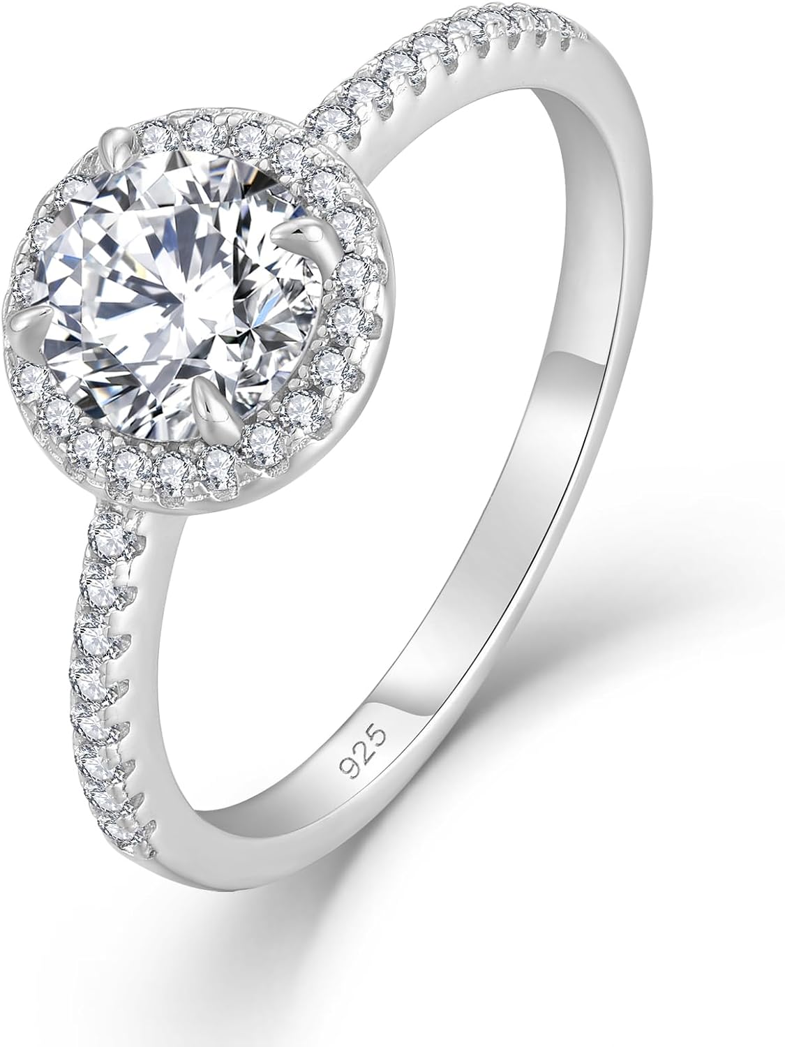 Round Moissanite Promise Ring, 1CT D Color VVS1 Clarity, 925 Sterling Silver Moissanite Ring, Women's Moissanite Ring, Wedding Anniversary Ring Size 6-9