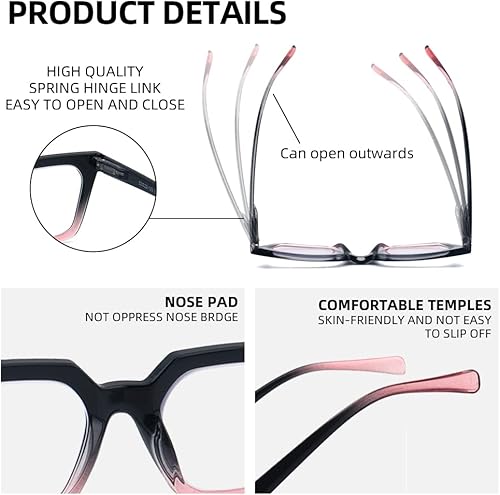 Miniatura 3 de Paquete de 3 lentes de lectura multienfoque para mujer, lectores multifocales progresivos, bloqueo de luz azul, bisagras de resorte