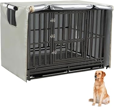 Dog Crate Cover, Durable Oxford Cloth Dog Cage Cover, Universal Pet Kennel Cover, with 1 Breathable Mesh Window & 1 Pocket for 24-48 inches Land Dog Crate Beige, 30 inches