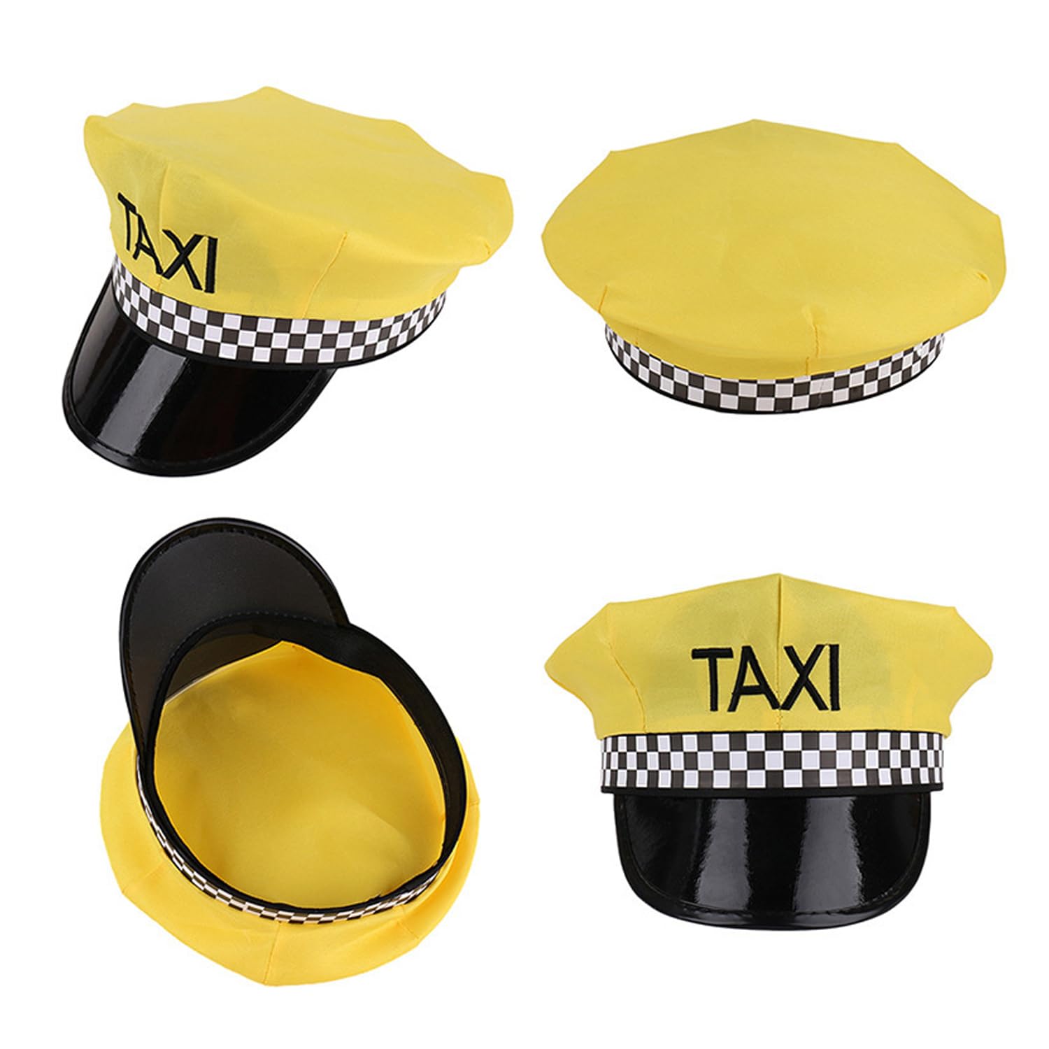 RmKbe 3pcs Chauffeur Costume Yellow Taxi Hat Sunglasses Gloves Driver Festival Cap Driver Halloween Cosplay Accessories for Men Women - Image 2