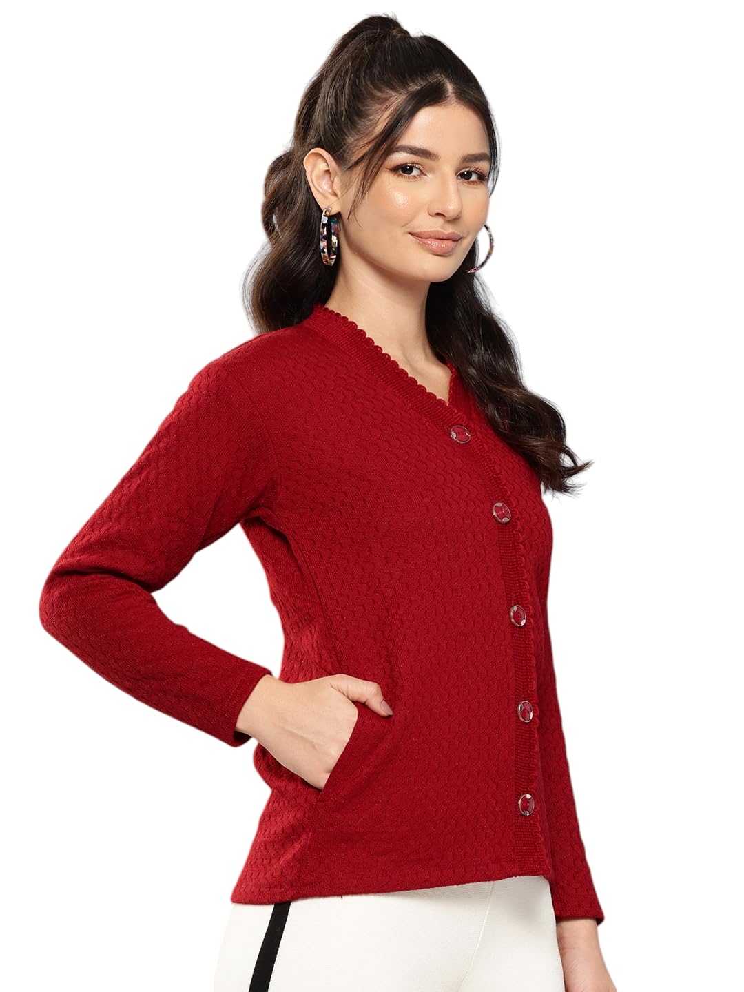 aarika Womens Casual Wear Black Colour Solid Woolen Cardigan-picture-16