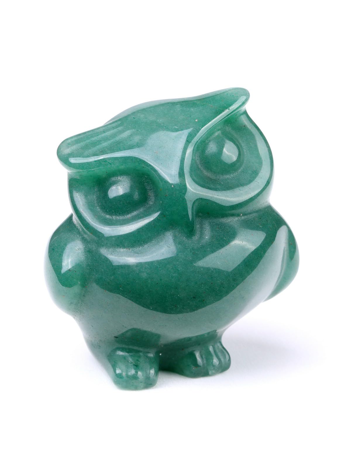 JSDDE Green Aventurine Crystal Owl Figurine Ornament Gifts, Hand Carved Gemstone Owl Statue Art Collectible Home Decor, Healing Crystals Owls Gift for Men Women Birthday Christmas
