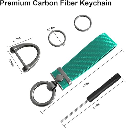 Miniatura 2 de AUCELI Llavero de coche de fibra de carbono, accesorios de automóvil, soporte de cuero de microfibra para llavero con llavero giratorio de 360