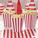 36 Cajas de Palomitas de Cartón de Rayas, 11 cm - Cucuruchos Pequeños para Noche de Cine, Cumpleaños, Boda, Fiesta - Contenedor para Golosinas, Snacks, Chocolate & Patatas Fritas