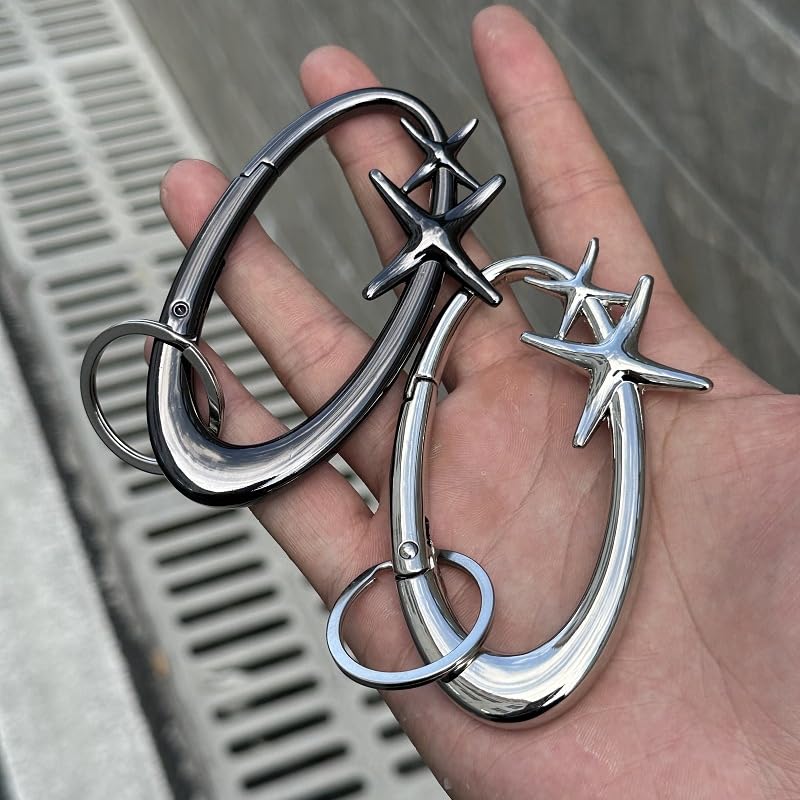 Image of Cute Star Carabiner Clips Keychain Y2K Cool Heavy Duty Starfish Carabiner Belt Loop Clip for Men Women