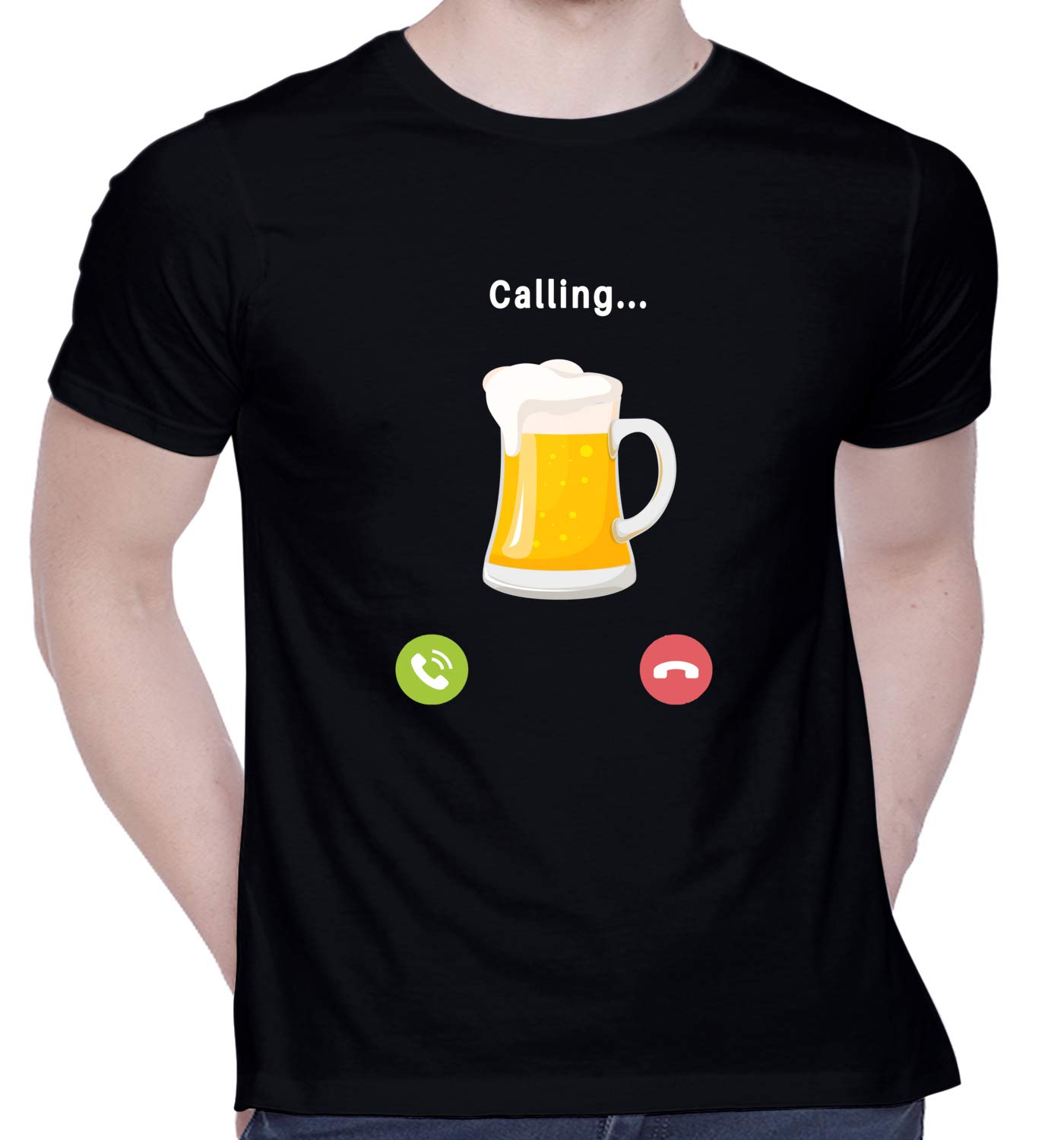 CreativiTGraphic Printed T-Shirt for Unisex Beer:Calling- White Tshirt | Casual Half Sleeve Round Neck T-Shirt | 100% Cotton | D00808-44