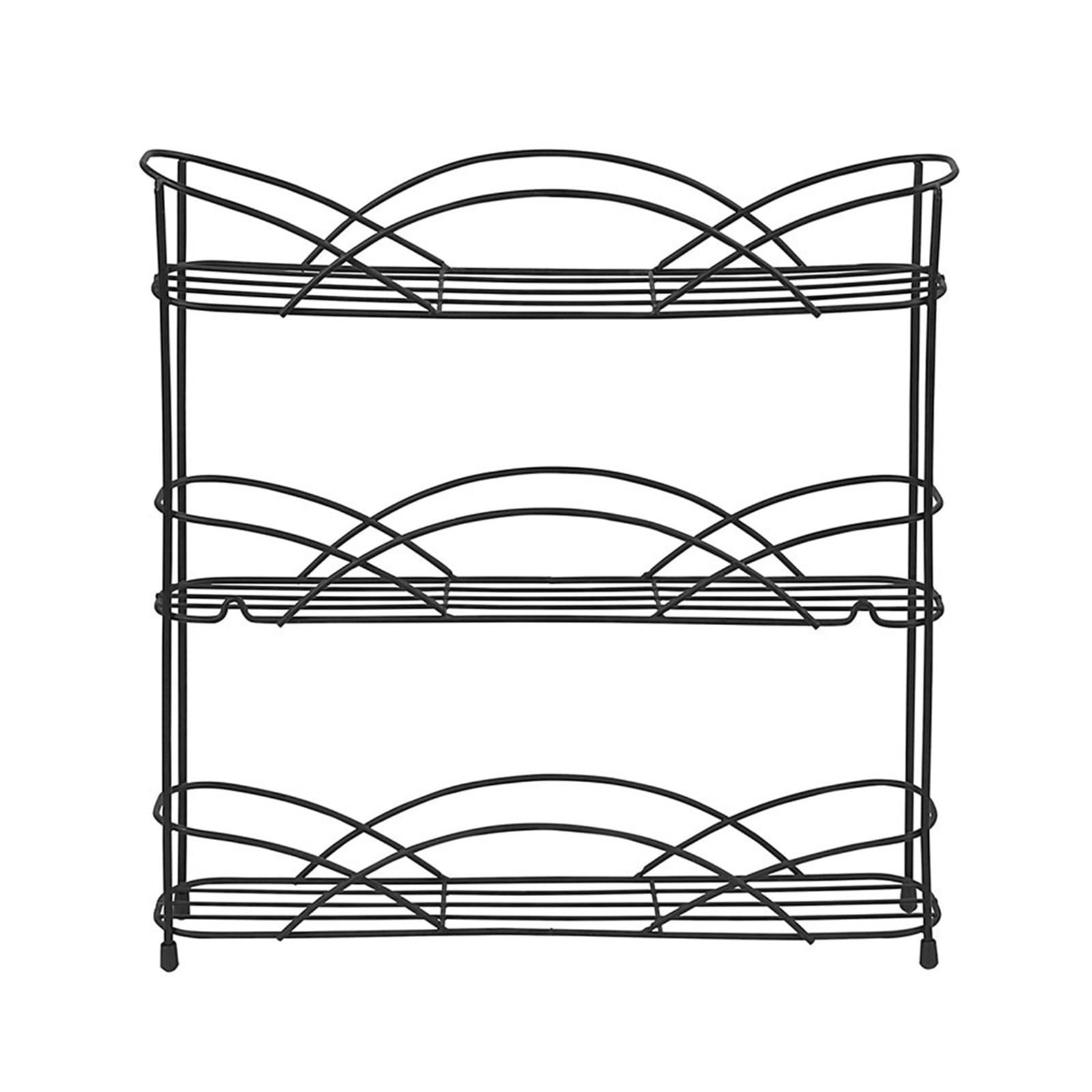 shangguanyun456 Spice Rack Spice Rack Countertop Racks Organizer Cabinets Wall Mount Seasoning 3-Tier Storage Shelf For Kitchen Cupboard Rubber Feet