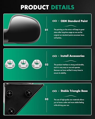 Miniatura 4 de SCITOO Espejo retrovisor lateral negro plegable manual izquierdo y derecho para Chevy Blazer S10 94-98 para GMC Jimmy S-15 Sonoma 96-98 para Isuzu