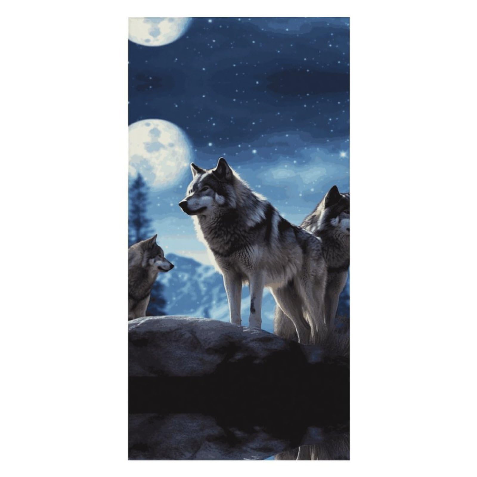 QMKFWT Wolfs Beach Towels Extra Large, Quick Dry Absorbent Multipurpose, Oversized Beach Towel, Sand Free Foldable Lightweight, Travel Towel, for Beach Pool Camping Travel Vacation, 63x31.5 in